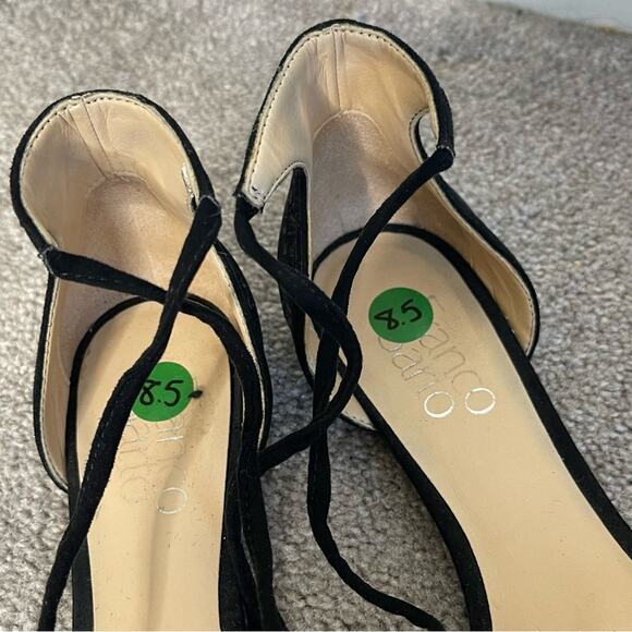 FRANCO SARTO Black Leather Pointed Toe Tie Ankle Flat Shoes Size 6.5 - Picture 3 of 7